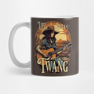 Country Music Vibes - Rustic Guitar & Heartfelt Lyrics Mug